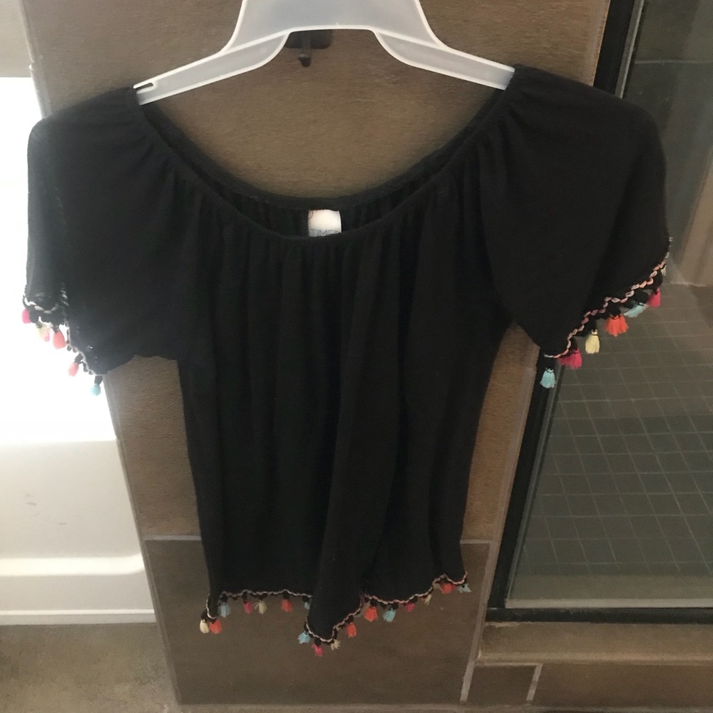 Off the shoulder Pom Pom top